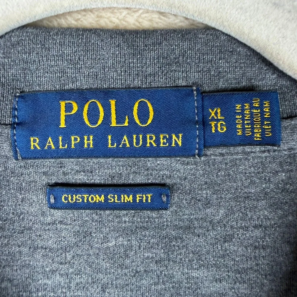 Polo Ralph Lauren Mens‎ XL Custom Slim Fit Polo Shirt Charcoal Grey Flesh Pony